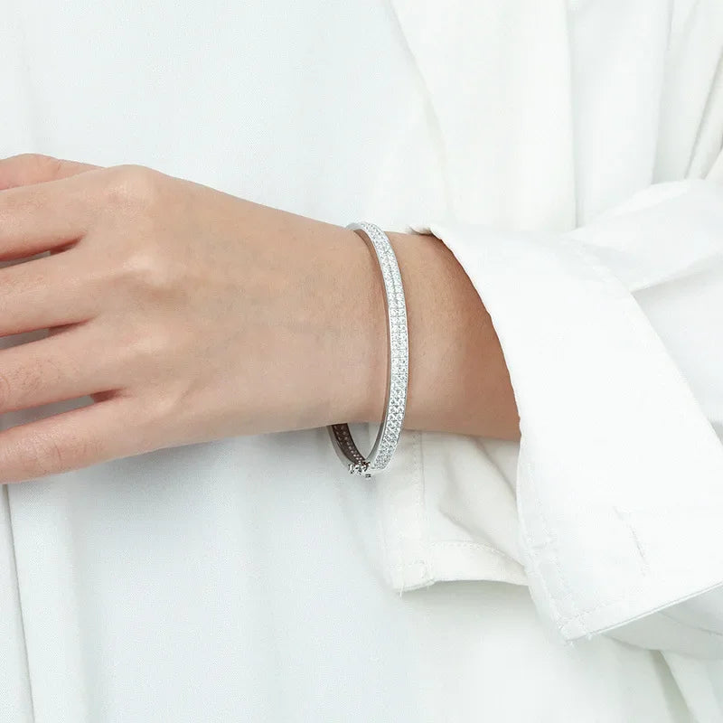 Real GRA Certified D Color Moissanite Bracelet Bangle - Ornalux