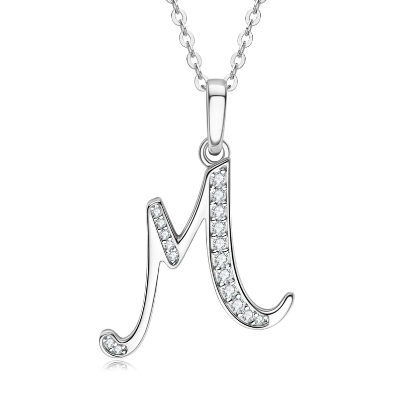 Initial Name Moissanite Pendent Necklace | A-Z Letters - Ornalux