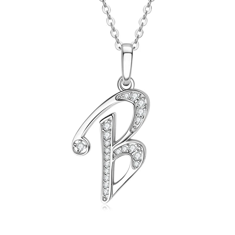 Initial Name Moissanite Pendent Necklace | A-Z Letters - Ornalux