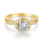 D Color Moissanite Flower Engagement Ring - Ornalux
