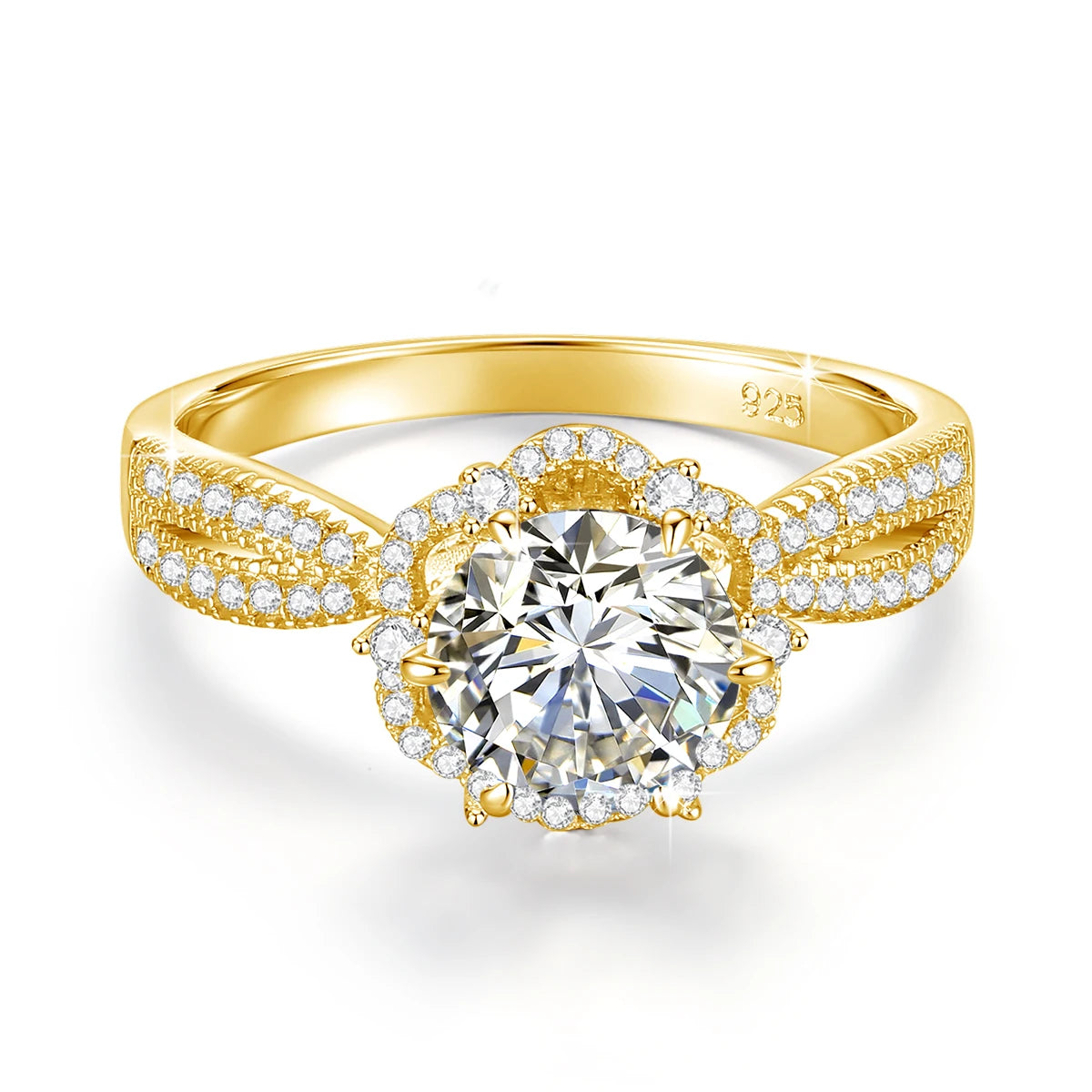 D Color Moissanite Flower Engagement Ring - Ornalux