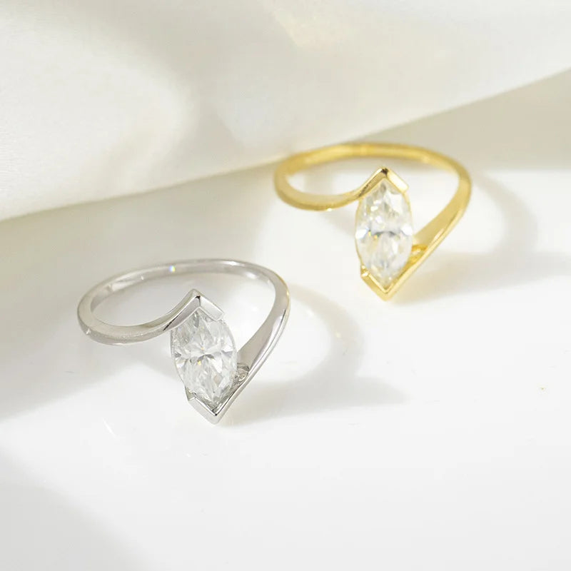 1 Carat Horse Eye Marquise Cut Moissanite Ring - Ornalux