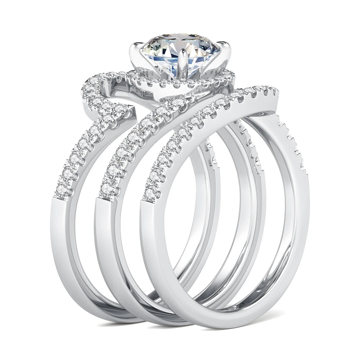 3PCS Moissanite Diamond Rings Set - GRA Certified - Ornalux