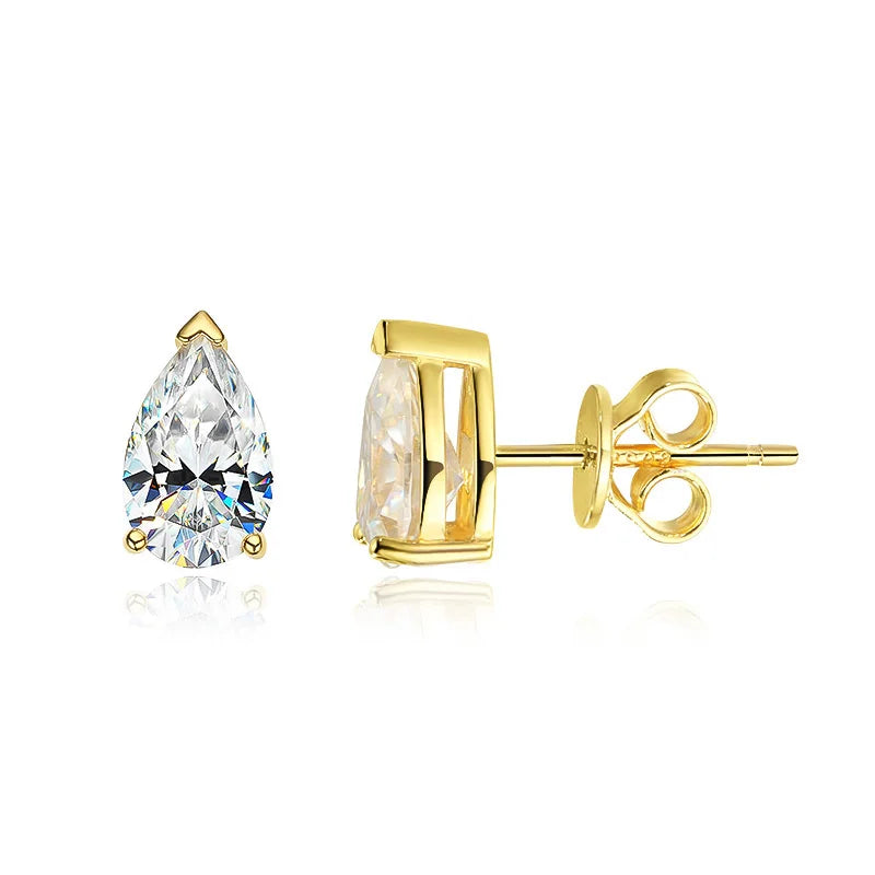 Sparkling Pear Cut Moissanite Stud Earrings - Ornalux
