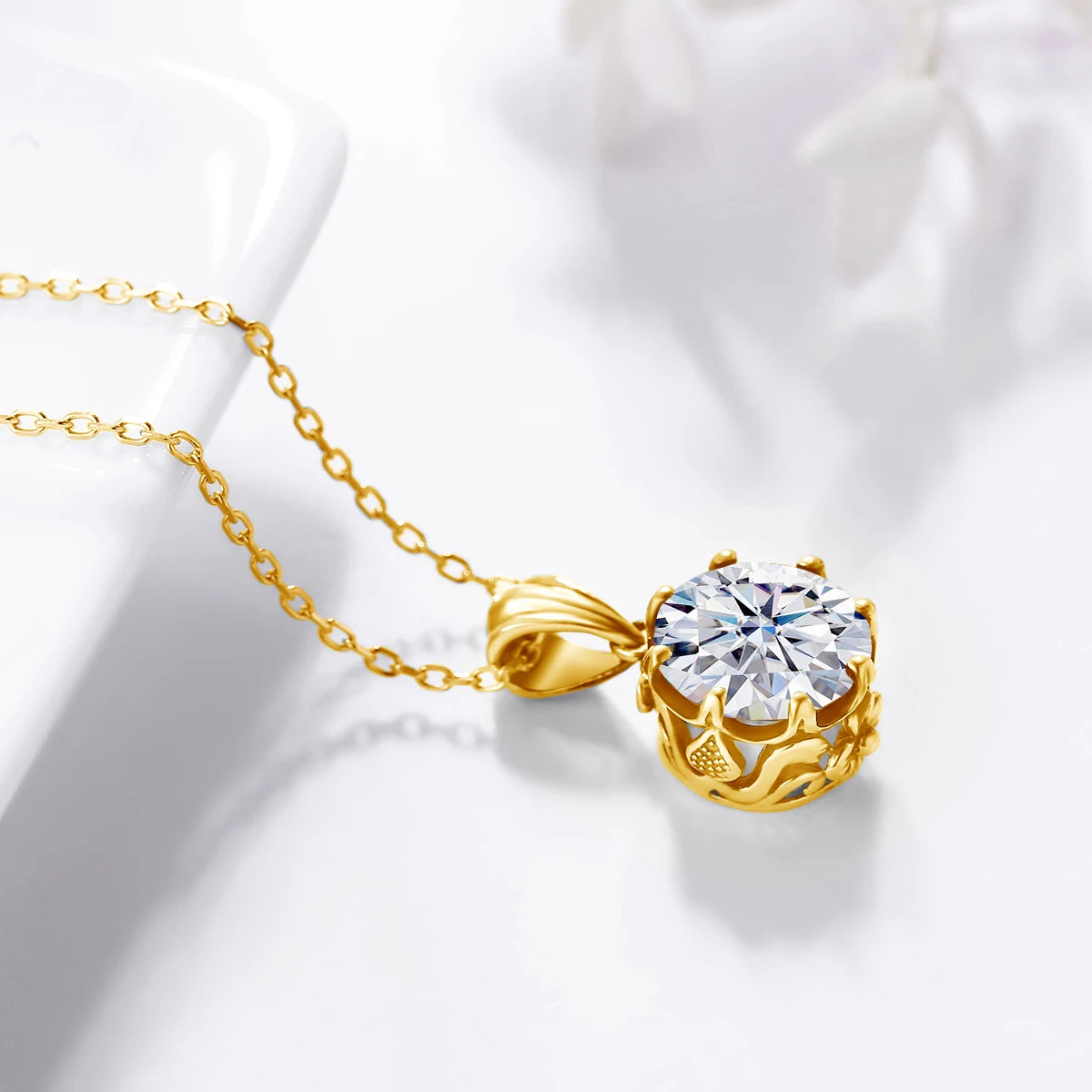 4CT D Color Moissanite Necklace Round Cut - Ornalux