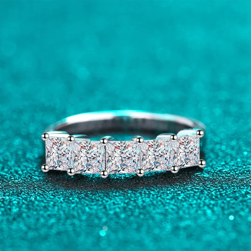 2Cttw D Color Princess Cut Moissanite Diamond Ring - Ornalux