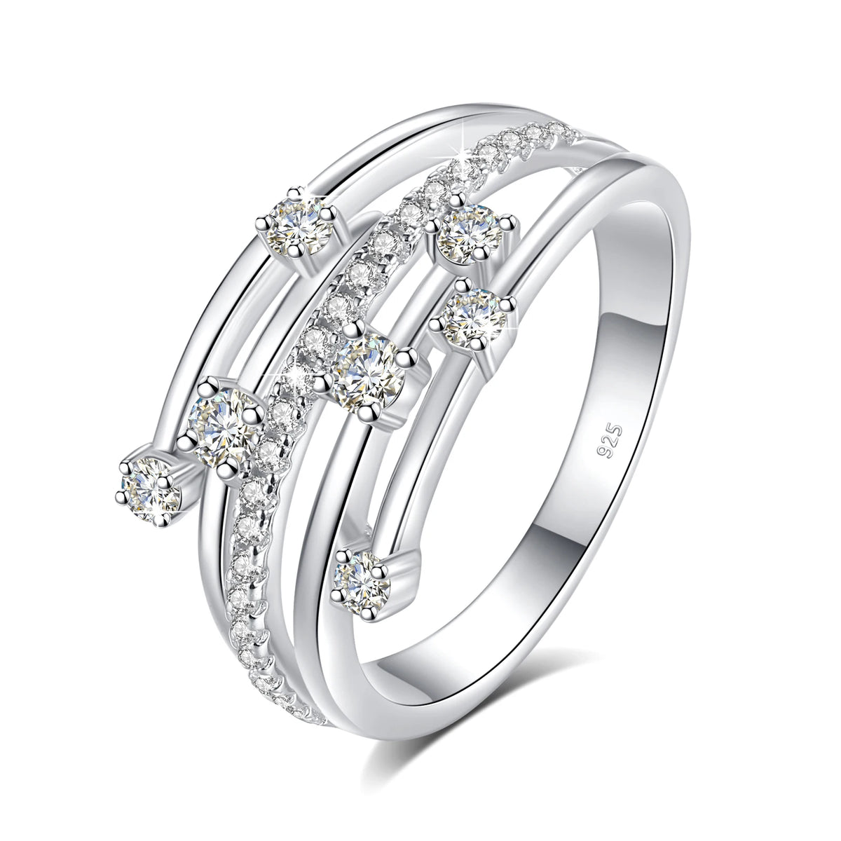 Trendy Moissanite Ring Eternity Wedding Band - Ornalux