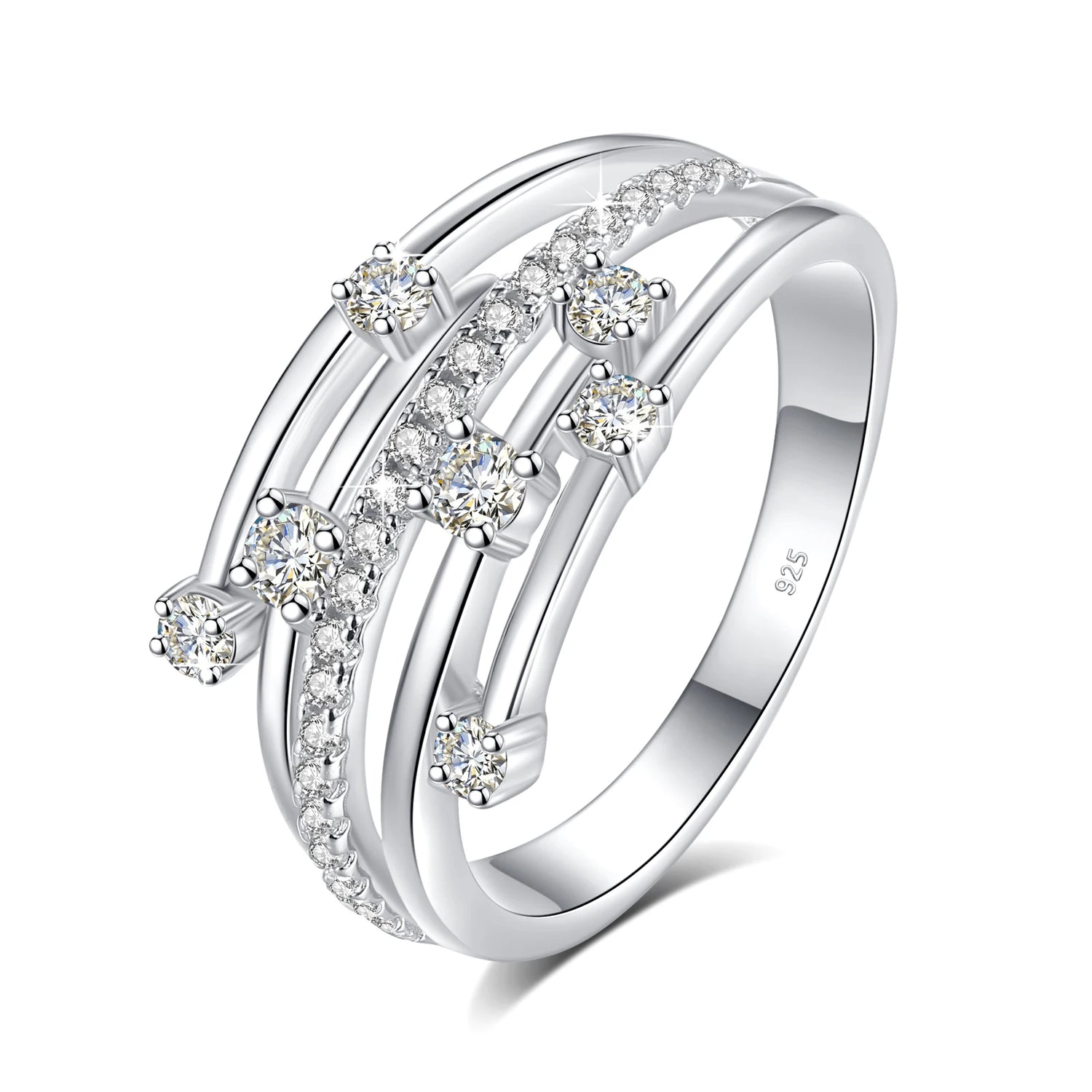 Trendy Moissanite Ring Eternity Wedding Band - Ornalux