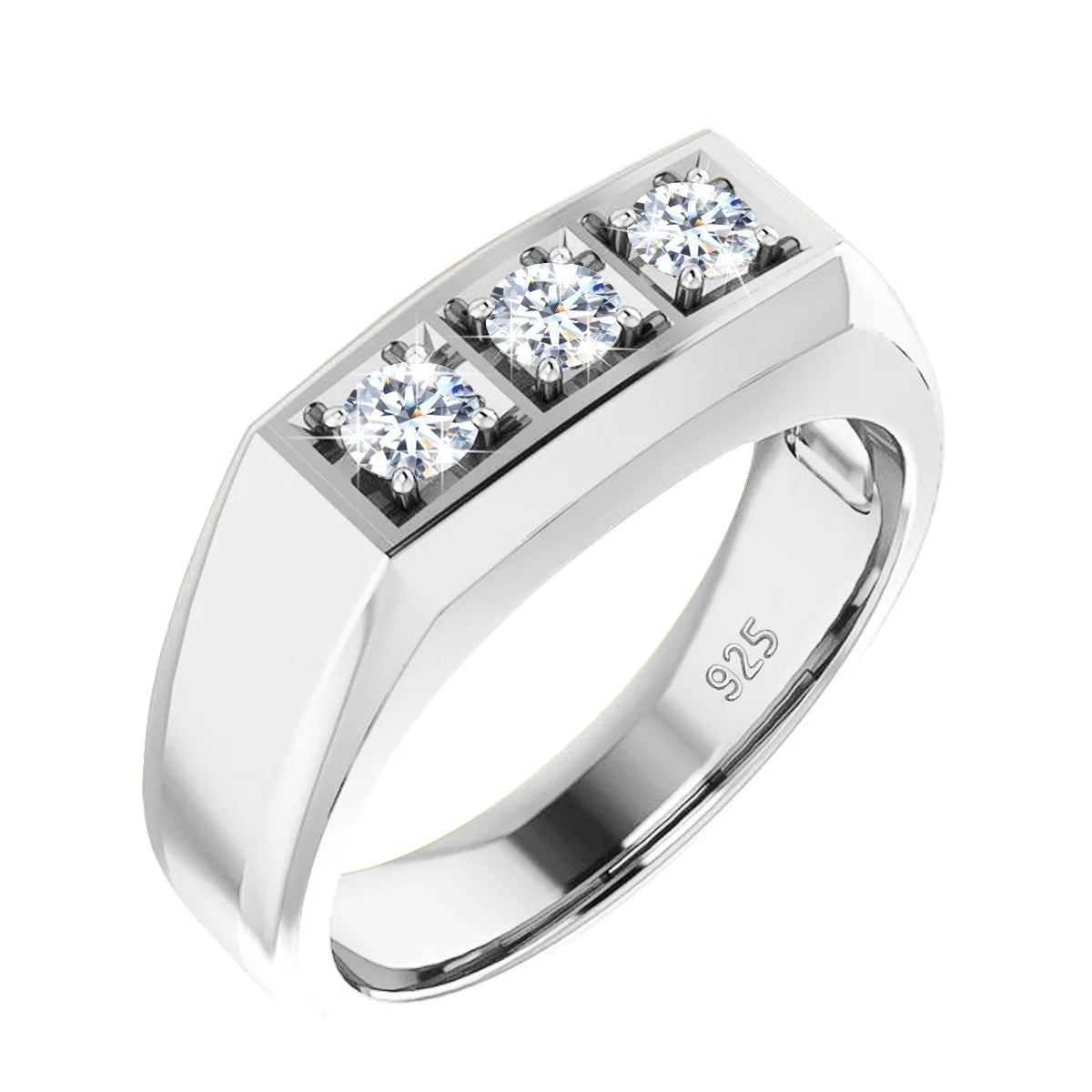 Luxury 3 Stone Moissanite Ring 925 Sterling Silver - Ornalux