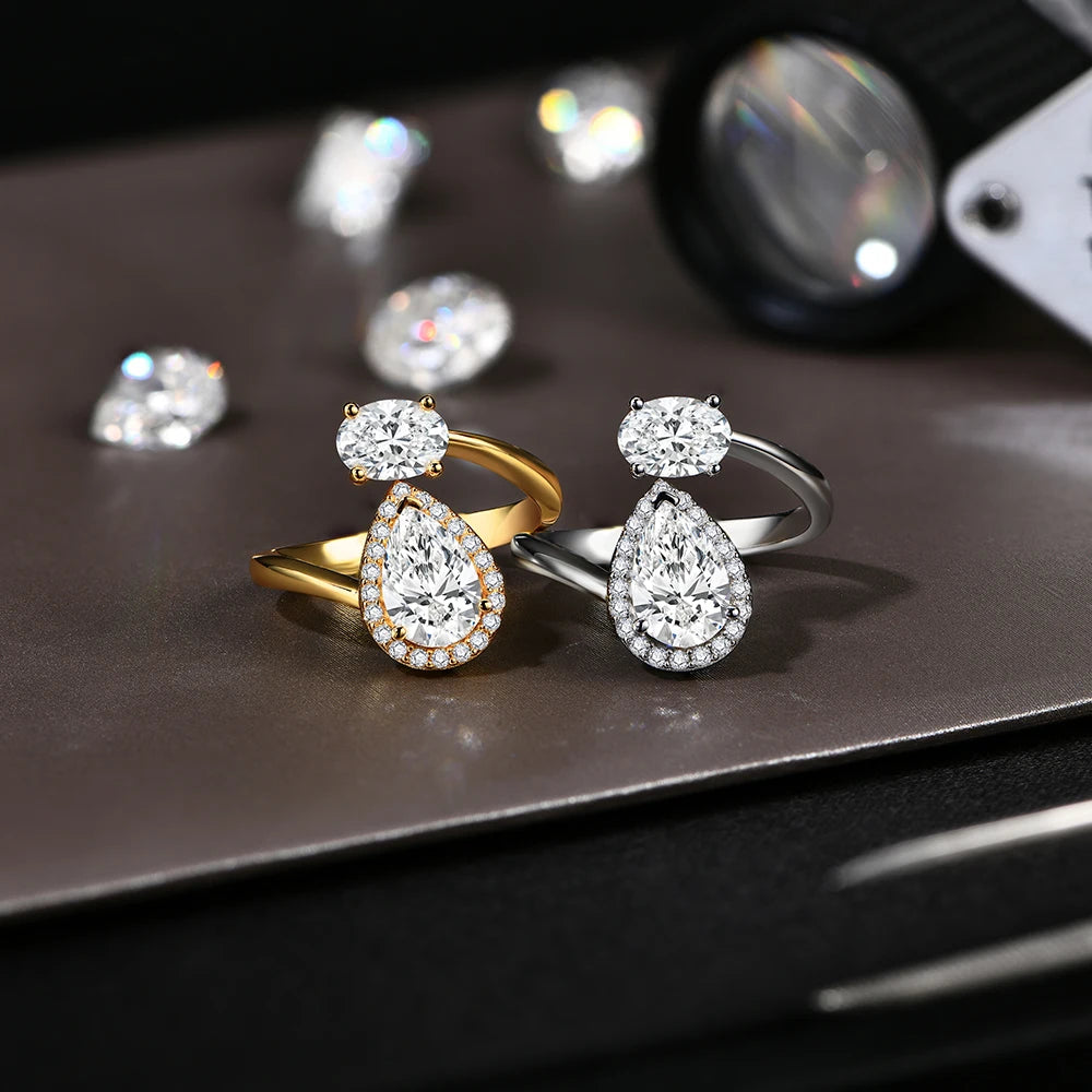 Luxury D Color 1.5CT Pear Cut Moissanite Ring - Ornalux
