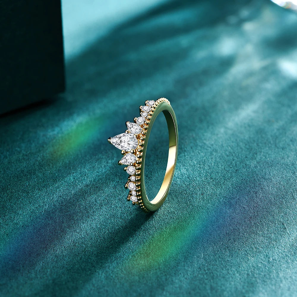 Luxury Pear Cut Moissanite Crown Ring - Ornalux