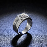 Men's Sterling Silver Moissanite Wedding Ring - GRA Certified - Ornalux