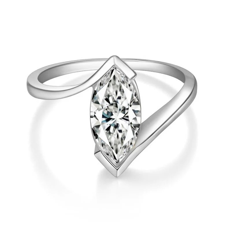 1 Carat Horse Eye Marquise Cut Moissanite Ring - Ornalux