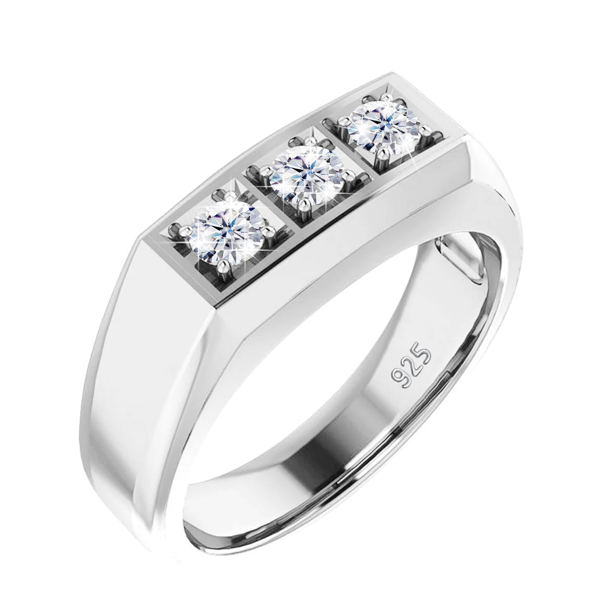Luxury 3 Stone Moissanite Ring 925 Sterling Silver - Ornalux