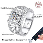 Men's Sterling Silver Moissanite Wedding Ring - GRA Certified - Ornalux