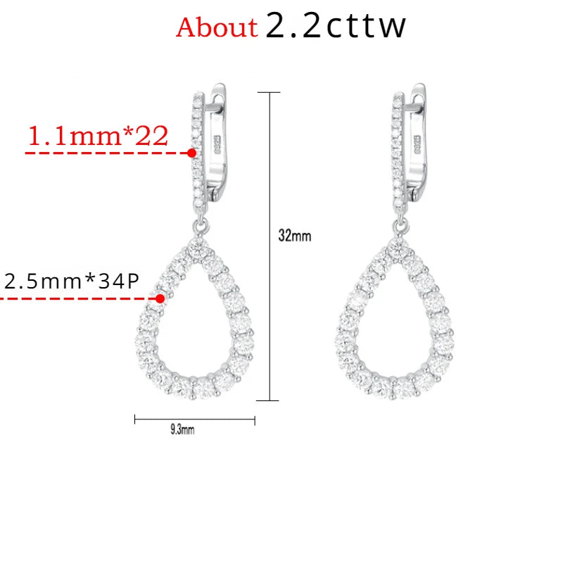All Moissanite Diamond Drop Earrings - Ornalux