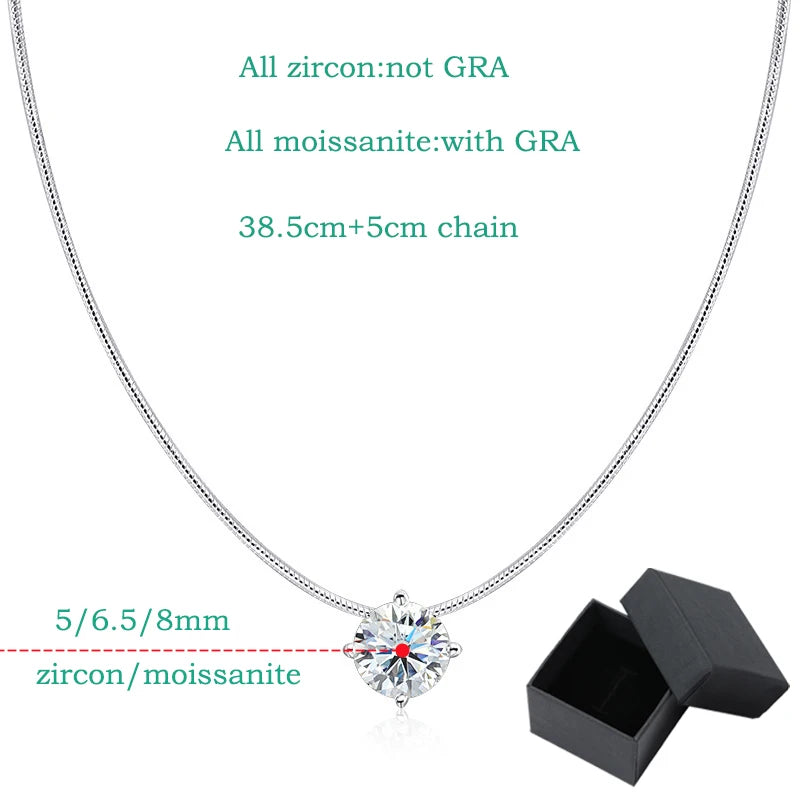 2CT Certified Moissanite Necklace - Sparkling Pendant - Ornalux