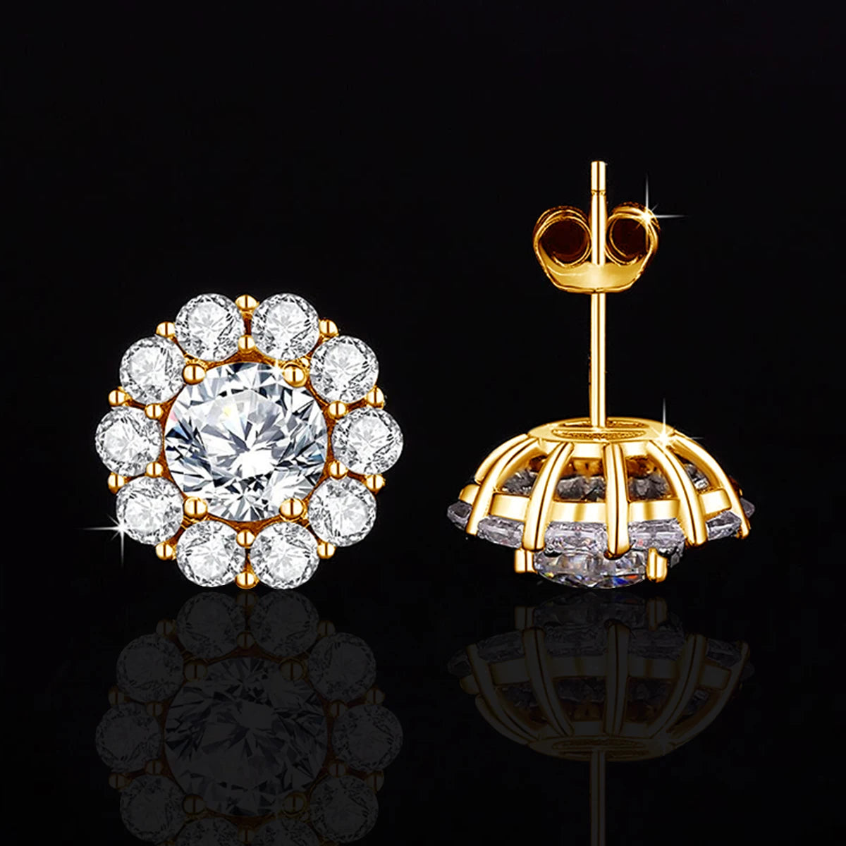 2Ct Moissanite Diamond Flower Stud Earrings - Ornalux