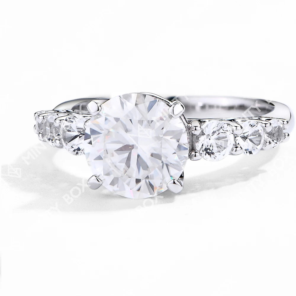 3.0Ct D Color Moissanite Engagement Ring - Solid S925 Silver - Ornalux