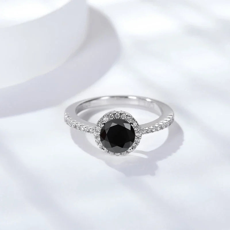2Ct Black Moissanite Diamond Ring - Elegant Wedding Jewelry - Ornalux