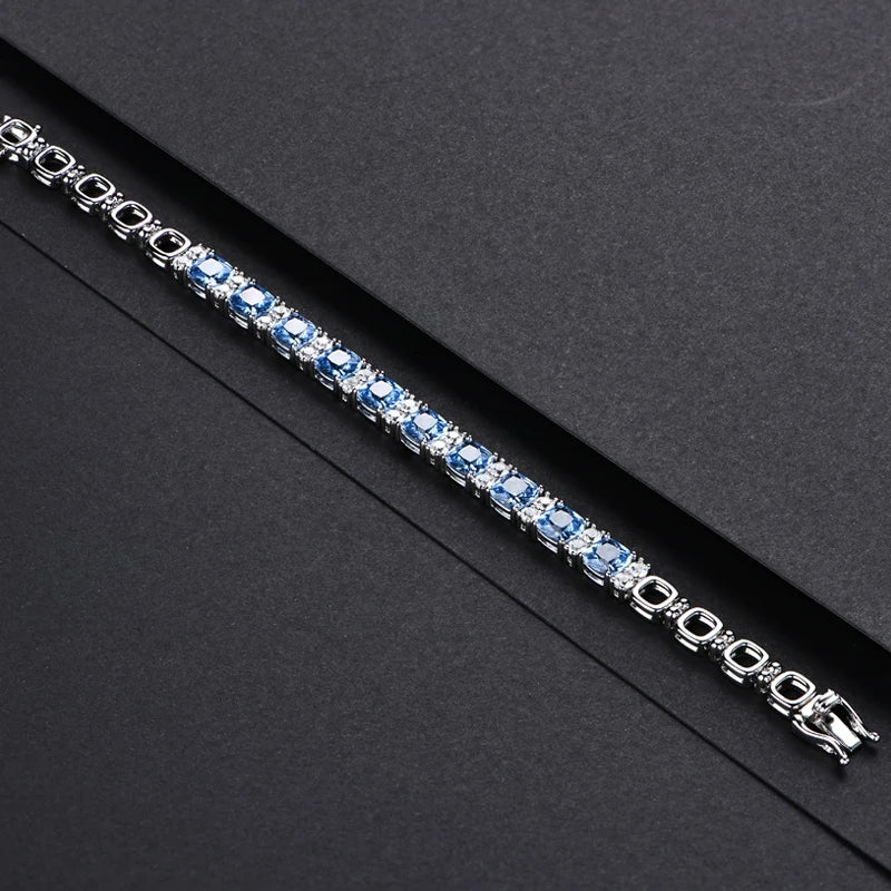 Luxury 925 Silver Blue Spinel Tennis Bracelet - Ornalux