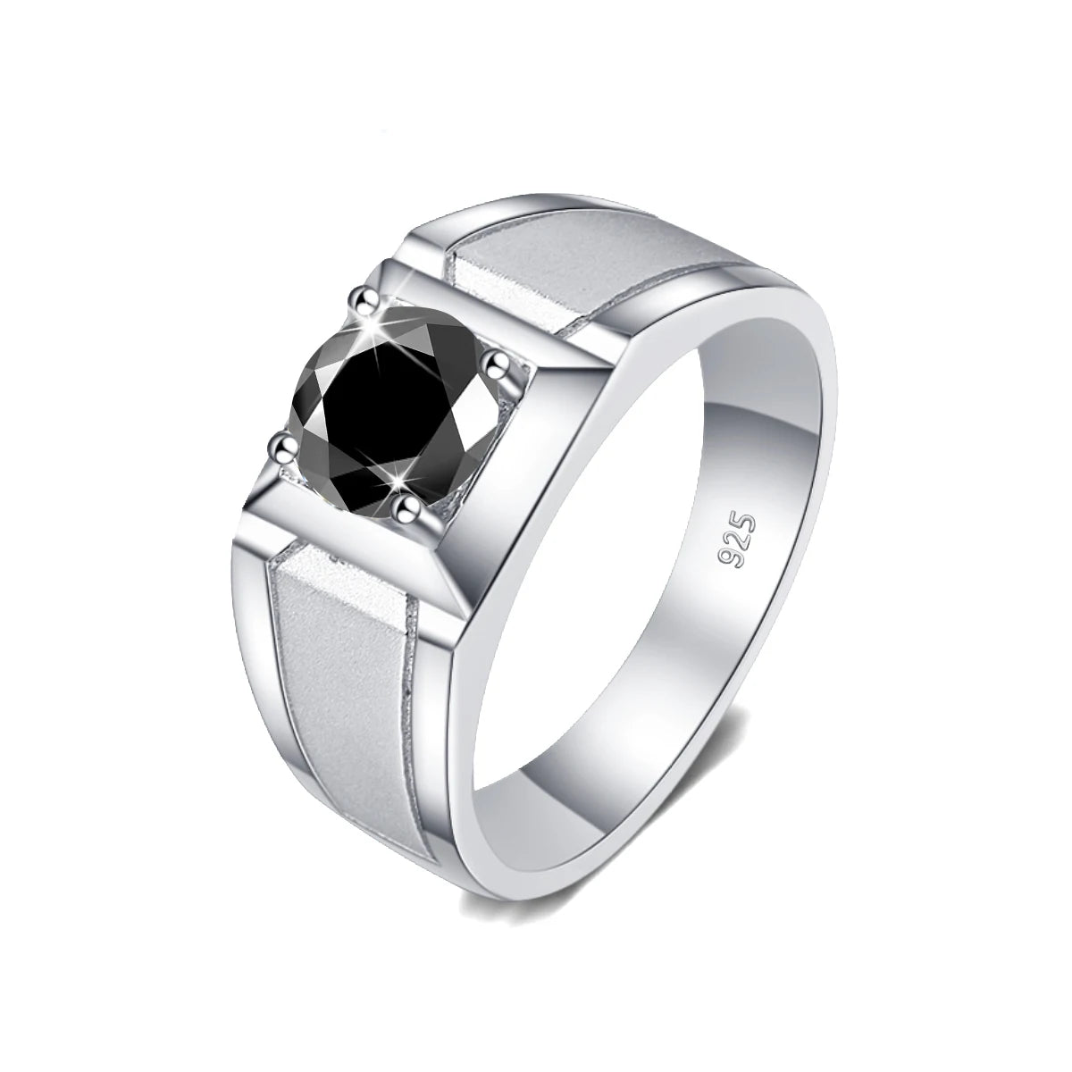 High-Quality 2 Carat Black Moissanite Ring for Men - Ornalux