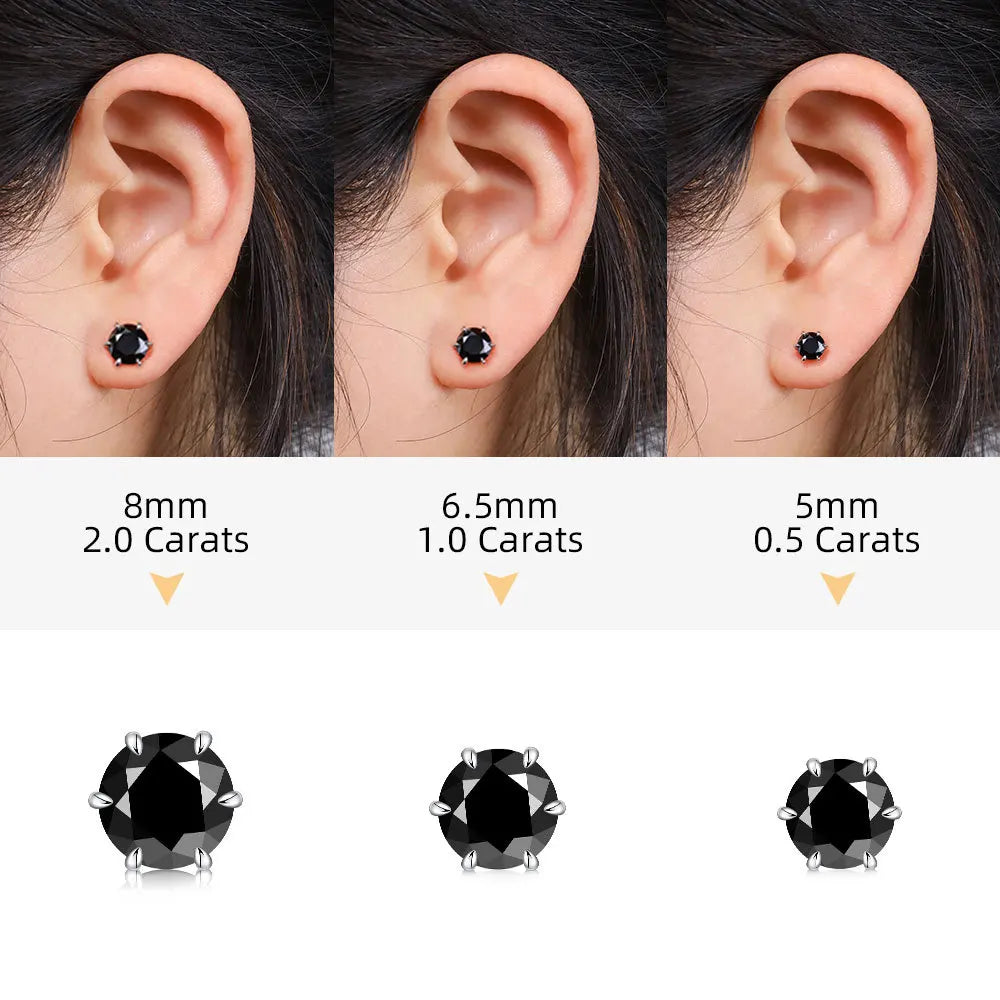 Hip Hop Black Moissanite Stud Earrings - Ornalux