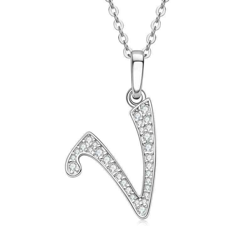 Initial Name Moissanite Pendent Necklace | A-Z Letters - Ornalux