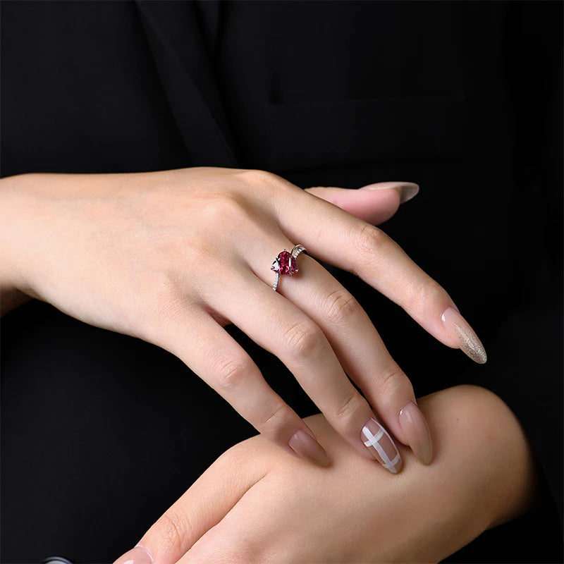 Luxury Heart Ruby Engagement Ring - Fine S925 Silver - Ornalux