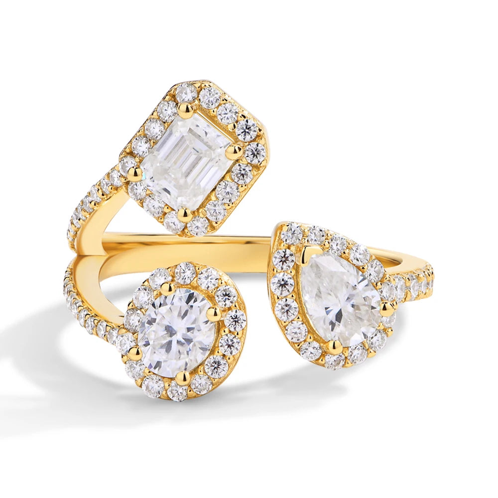 Three Stone Moissanite Ring For Women - Ornalux