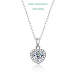 1CT Heart Moissanite Pendant Necklace D Color - Ornalux