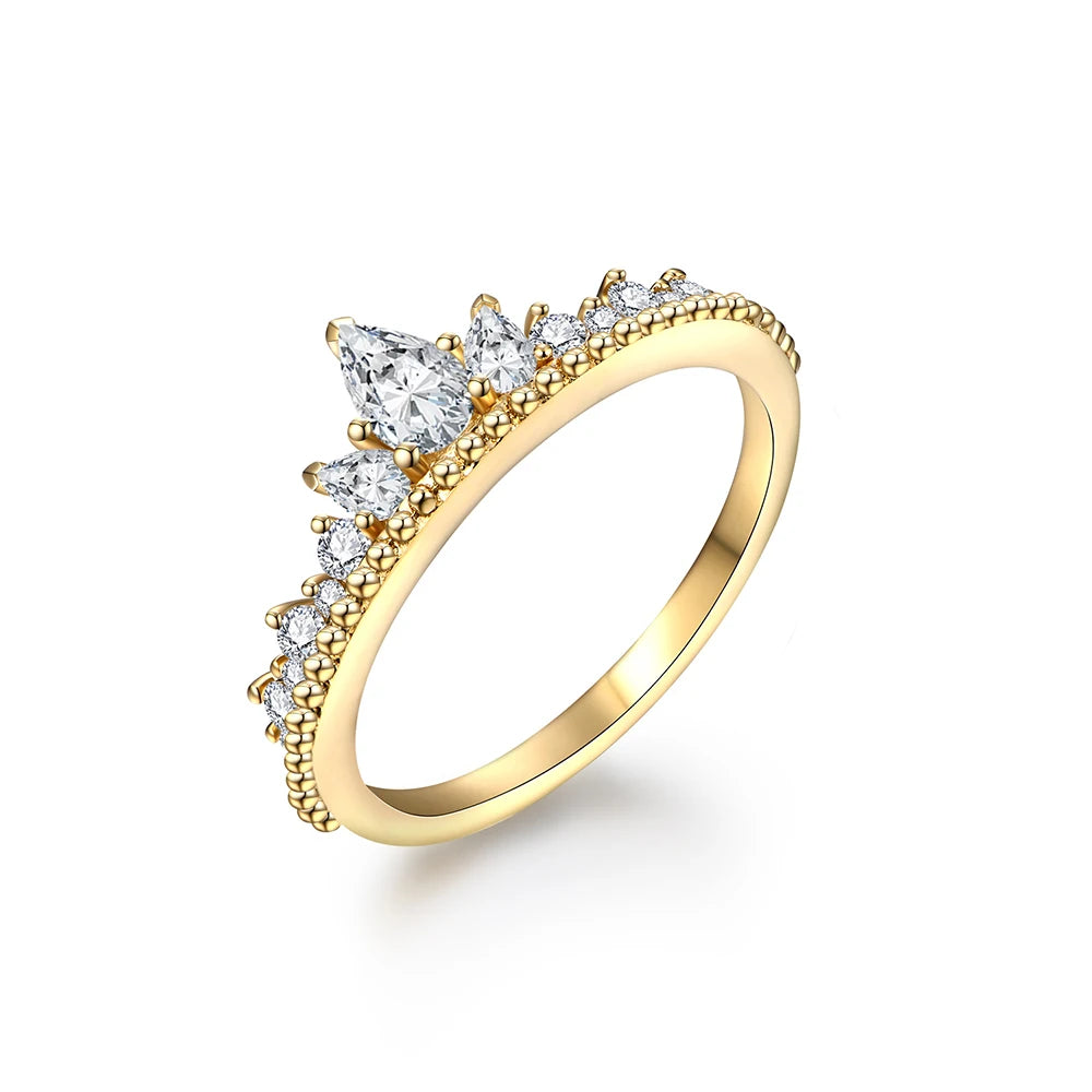 Luxury Pear Cut Moissanite Crown Ring - Ornalux
