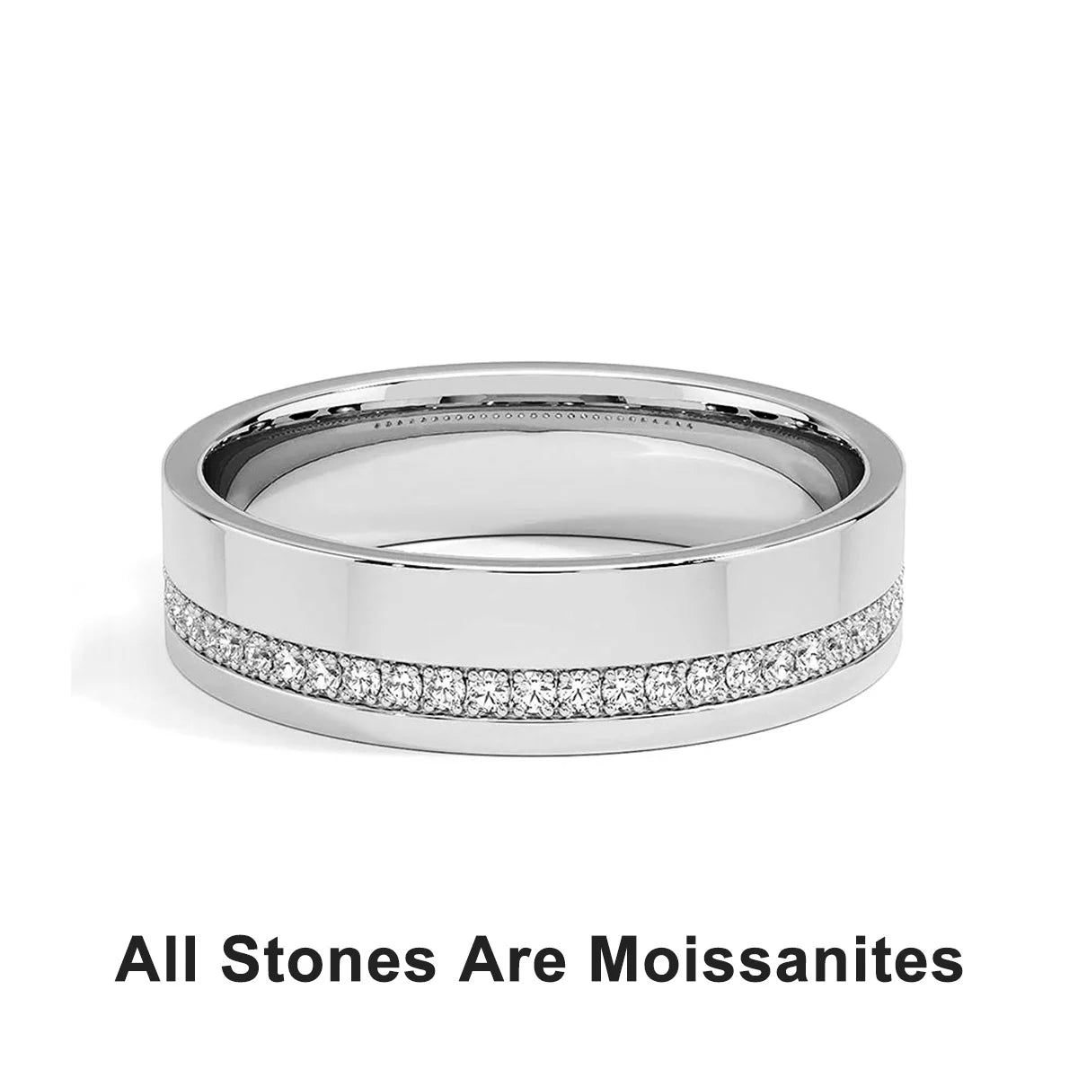 D Color Moissanite Wedding Band Rings for Men - Ornalux