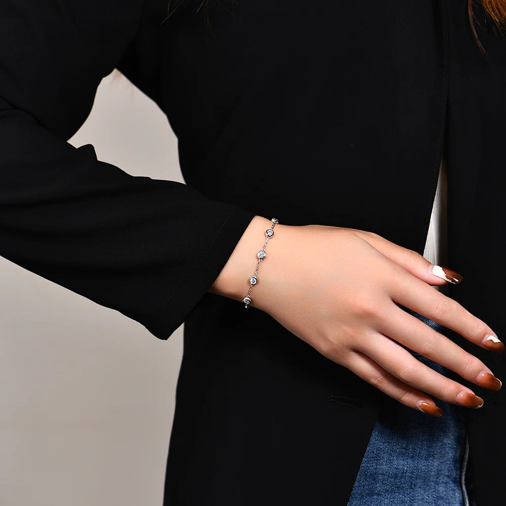 D Color Moissanite Diamond Bracelet - Round Cut - Ornalux