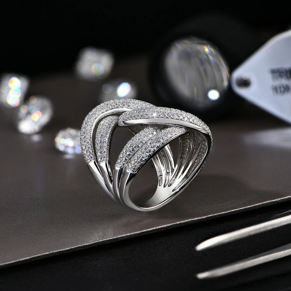 Unique Design Moissanite Ring 925 Silver - Anniversary Jewelry - Ornalux
