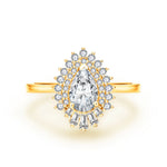 1.77Cttw Pear Cut Moissanite Diamond Ring - 18K Gold Plated - Ornalux