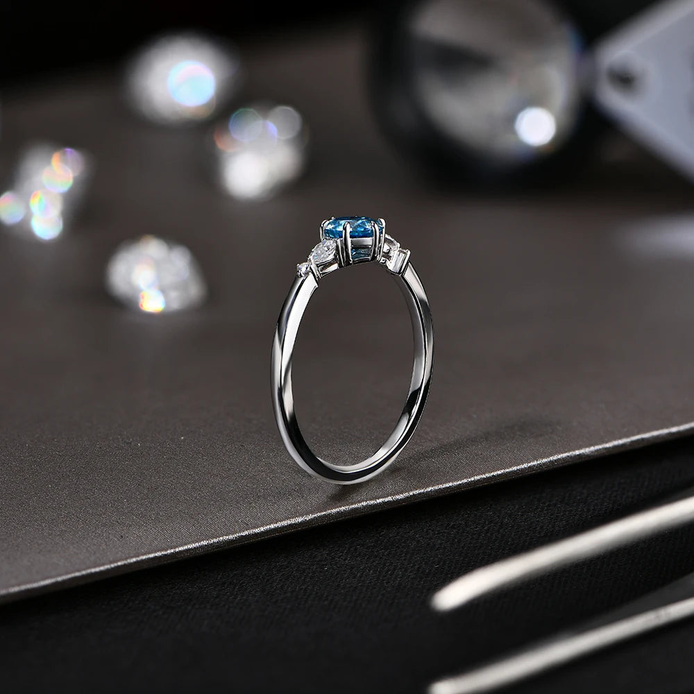D Color Blue Moissanite Ring - Luxury Jewelry - Ornalux