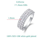 Sparkling Moissanite Ring 3 Row Design Eternity Bands - Ornalux