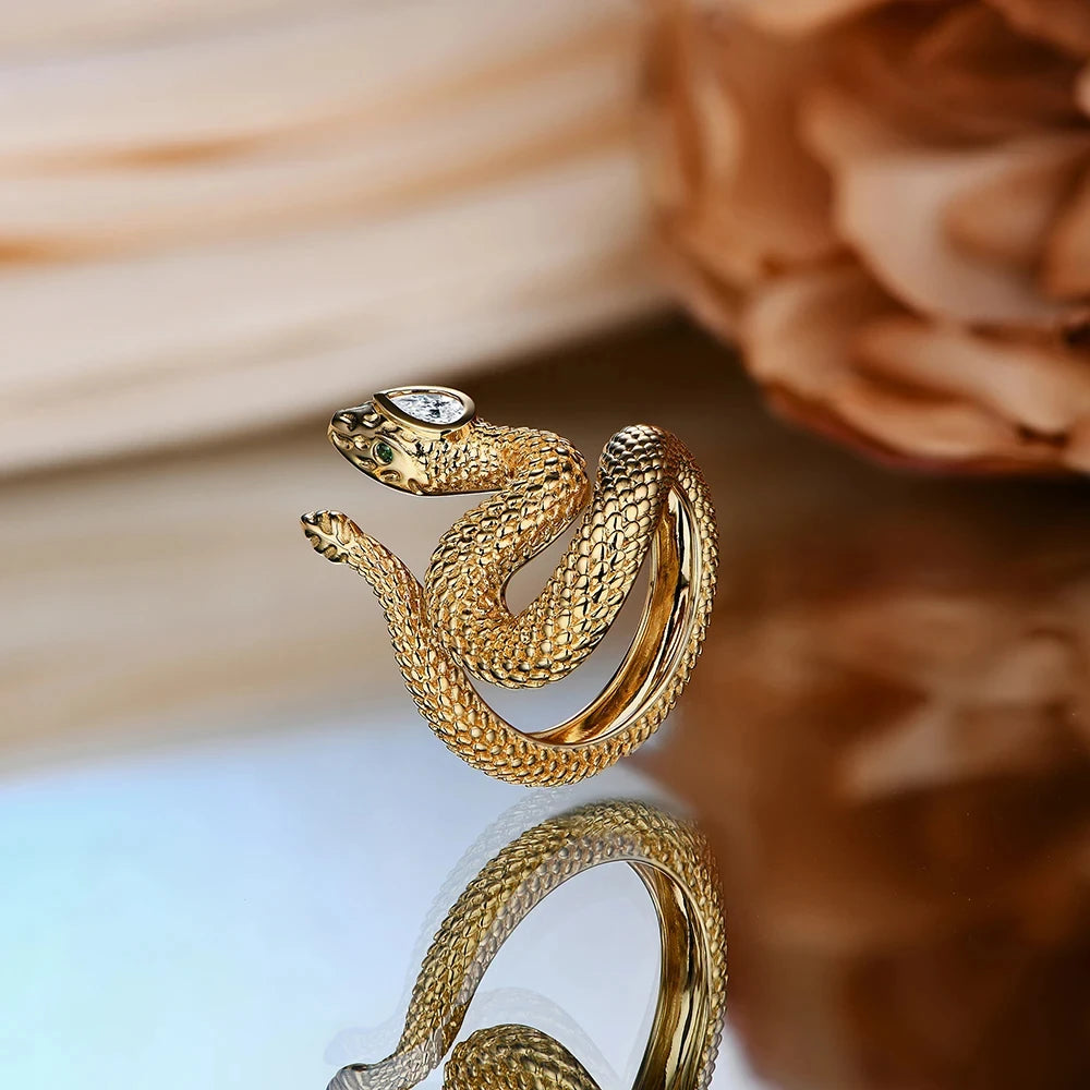 Moissanite Pear Cut Snake Ring - D VVS1 Color, Trendy Gift - Ornalux
