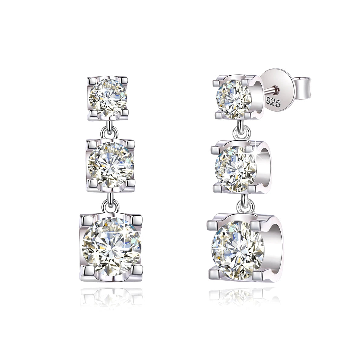 D Color VVS1 Moissanite Drop Earrings - Gold & Silver - Ornalux