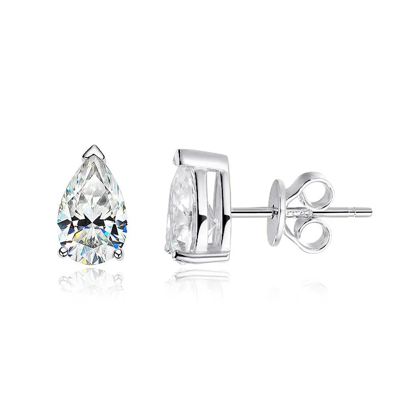 Sparkling Pear Cut Moissanite Stud Earrings - Ornalux