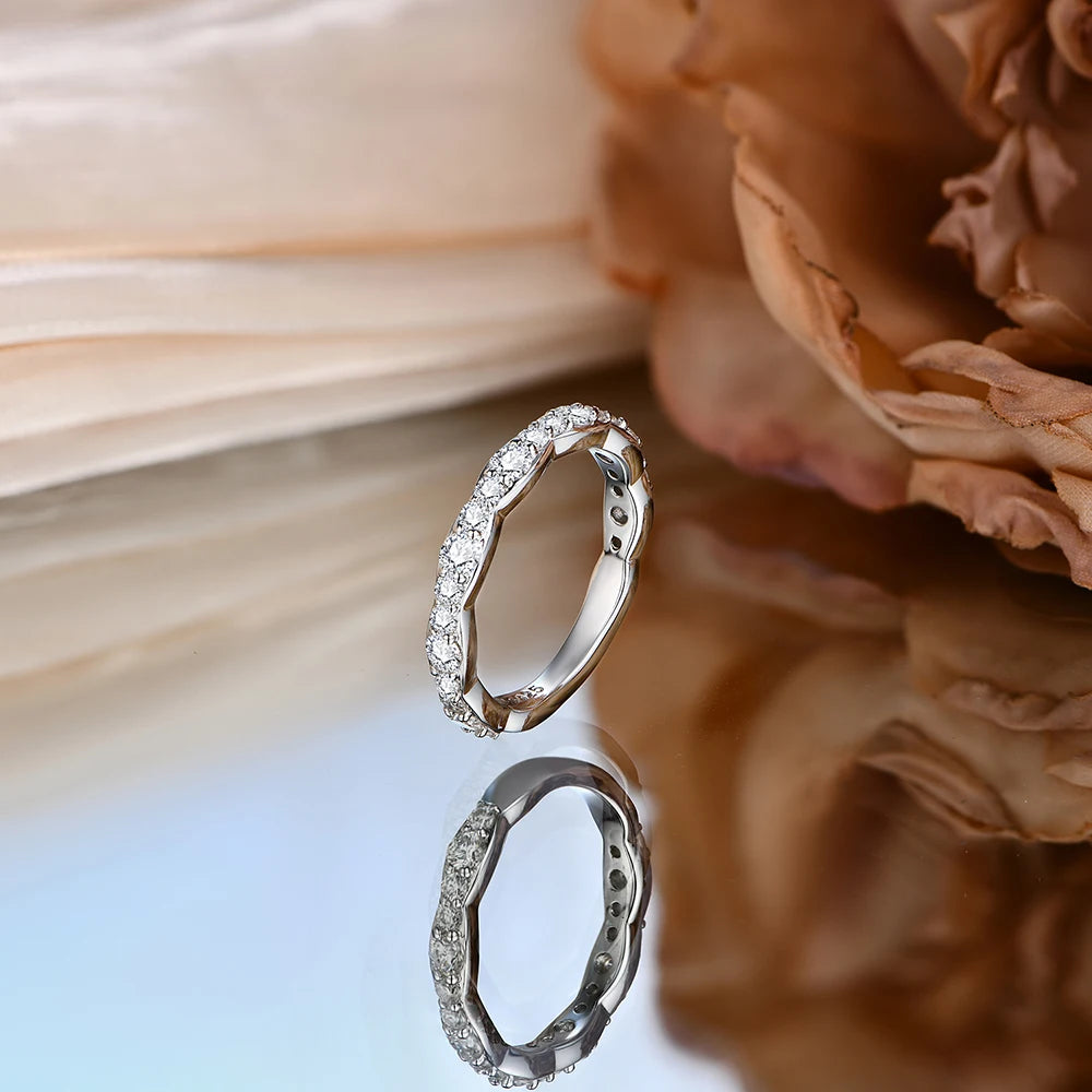 Fashion Moissanite Wedding Band Ring - S925 Silver - Ornalux