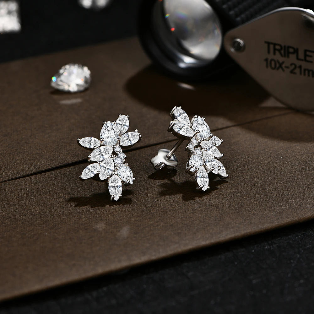 Luxury Solid Gold Moissanite Stud Earrings - Wedding Party - Ornalux