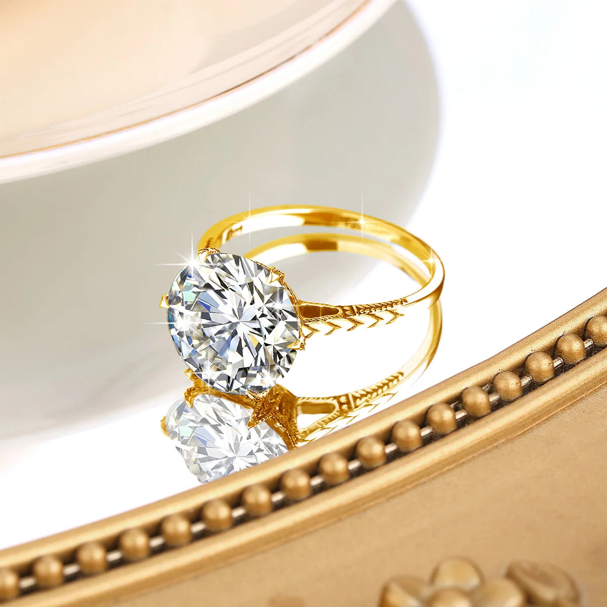 Certified 6Ct Round Cut Moissanite Ring - Ornalux