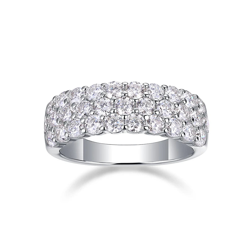Sparkling Moissanite Ring 3 Row Design Eternity Bands - Ornalux