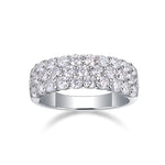 Sparkling Moissanite Ring 3 Row Design Eternity Bands - Ornalux