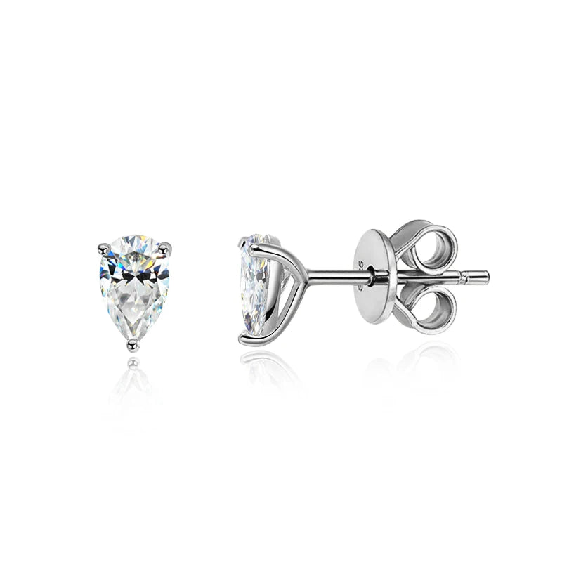Certified Moissanite Stud Earrings - Pear Cut - Ornalux