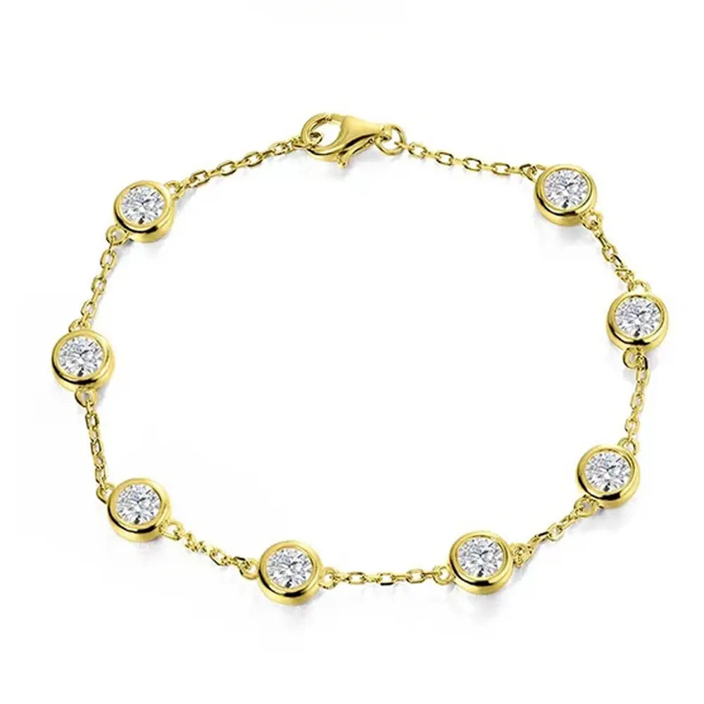 D Color Moissanite Diamond Bracelet - Round Cut - Ornalux