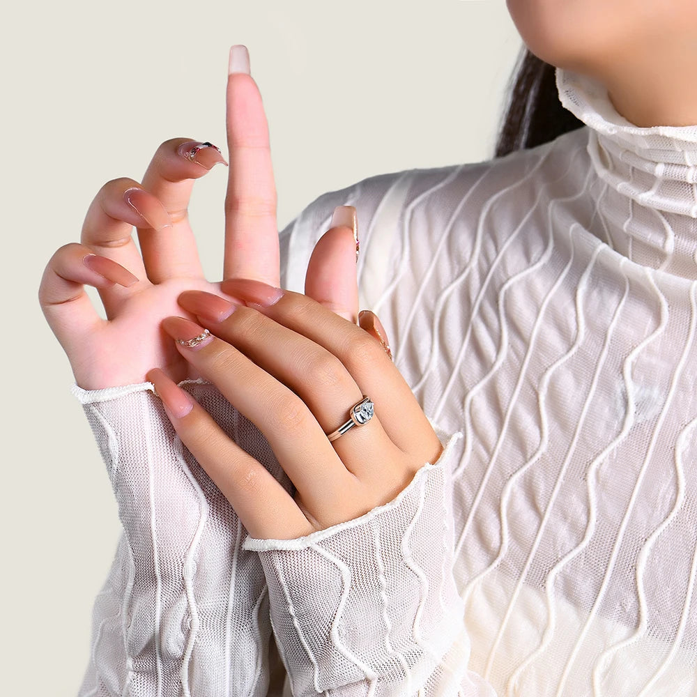 Pear Cut Moissanite Engagement Hug Ring - Ornalux