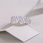 Sparkling Moissanite Ring 3 Row Design Eternity Bands - Ornalux